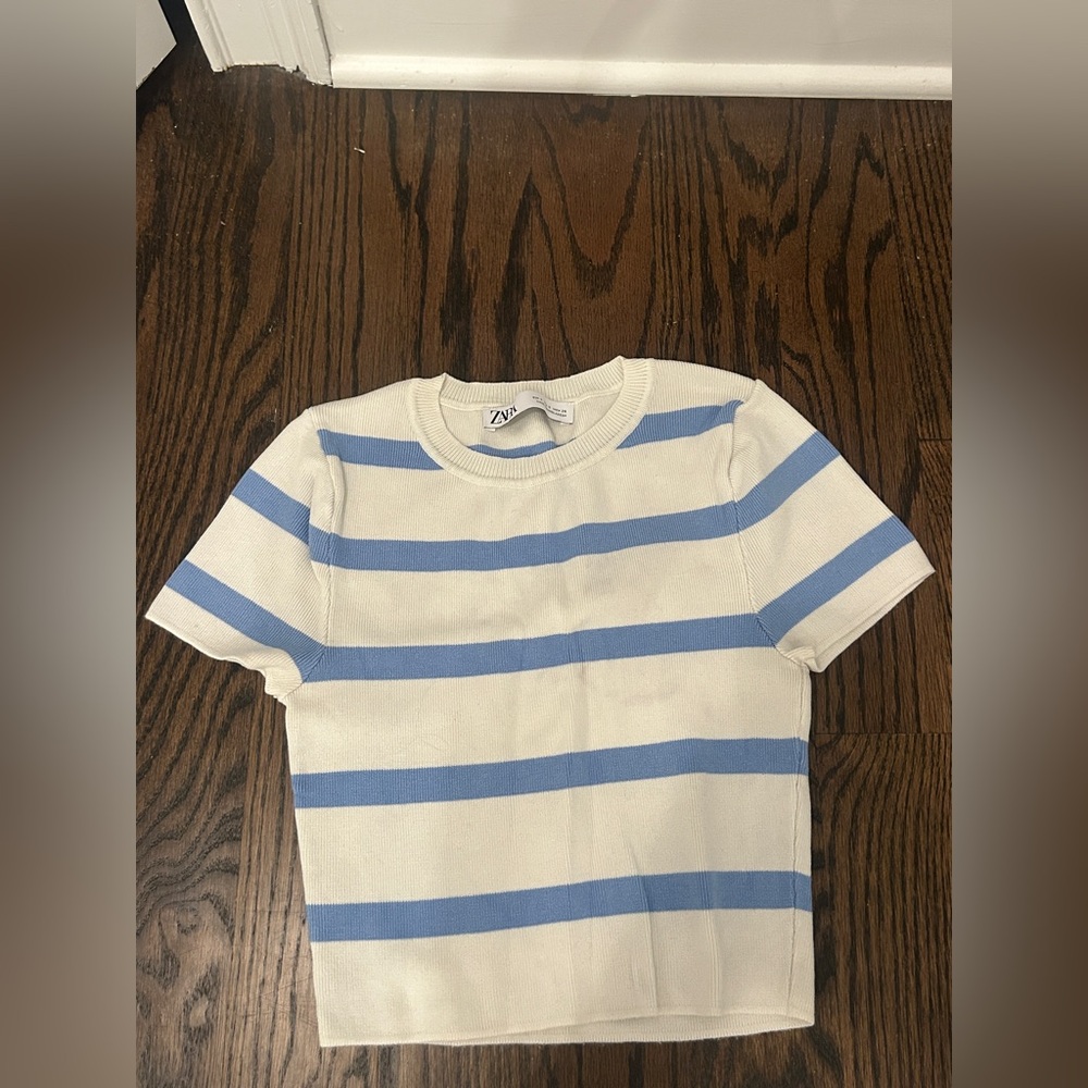 Blue and White Striped Baby Tee